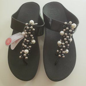 FitFlop Women's Beaded Deco Sandals, Black, Size 6